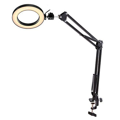 Desk & Wall Ring Light Kit - 6'' USB Ring Light with Mount Stand for YouTube, Task, Craft, Architect, Drafting, Repair