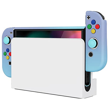 PlayVital AlterGrips Protective Slim Case for Nintendo Switch OLED, Ergonomic Grip Cover for Joycon, Dockable Hard Shell for Switch OLED w/Thumb Grip Caps & Button Caps - color: Gradient Violet Blue