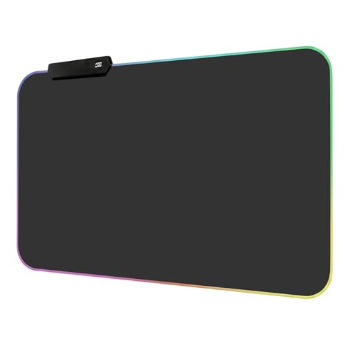RGB Gaming Mouse Pad, 9.8 × 13.8 Inch, 13 Light Modes, Non-Slip Rubber Base, Waterproof, Compact Mouse Pad for PC Laptop Office Gaming Use - color: Black 13.8 ×9.8''