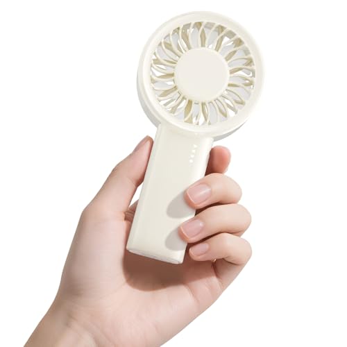 HandFan Handheld Mini Fan, Next Generation Small Fans Portable [8.5H Runtime] with Powerful High Speed Turbo Motor, USB Rechargeable, Pocket Design for Travel/Summer/Concerts/Lash, Gifts for Women - color: Gloss Beige