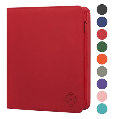 Premium Card Binder 12 Pocket for 720 Pockets Trading Card Binder, PU Zipper Card Collection Album, Sturdy Side-Loading Card Book Holder for MTG, TCG, Game Cards, Sports Cards - color: 12 Red