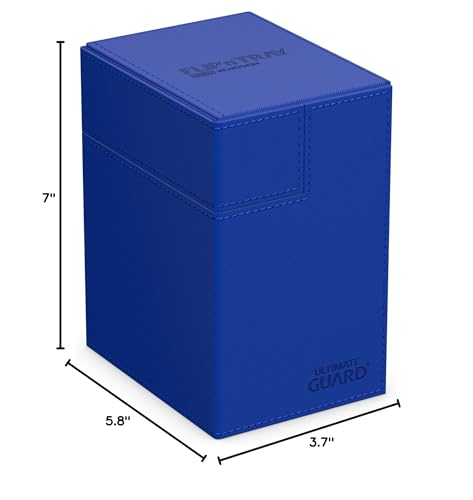 Ultimate Guard Flip'n'Tray 133+, Deck Case for 133 Double-Sleeved TCG Cards + Dice Tray, Blue, Independent Magnetic Closure & Microfiber Inner Lining - color: Blue, size: 133+