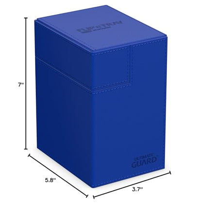 Ultimate Guard Flip'n'Tray 133+, Deck Case for 133 Double-Sleeved TCG Cards + Dice Tray, Blue, Independent Magnetic Closure & Microfiber Inner Lining - color: Blue, size: 133+