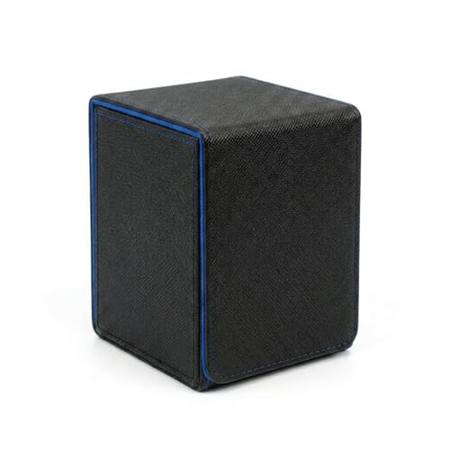 Vertical Deck Box Plus Version, Large Trading Card Case Fits 100+ Double Sleeved Cards, Premium Saffiano Leather TCG Storage for MTG Commander, Pokémon, TCG, CCG, Magnetic Closure -Black+Blue - color: VP Black+Blue