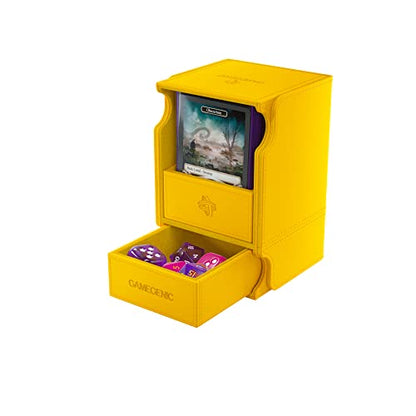 Gamegenic Watchtower 100+ XL Convertible Deck Box - Double-Sleeved Card Storage, Card Game Protector, Nexofyber Surface, Holds Up To 100 Cards, Yellow Color, Made - color: Yellow