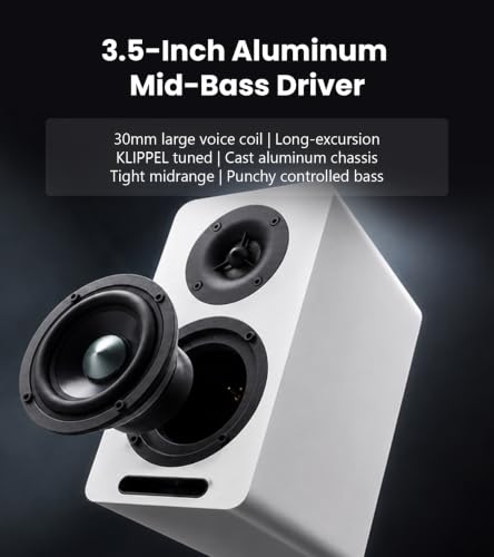 Edifier Airpulse A60 Desktop Hi-Res Bluetooth Bookshelf Speakers, White | Planar Tweeter, Hi-Res Audio, Bluetooth 5.1 aptX HD, DSP Crossover, Multi Input, Sub Out, MDF Wooden Cabinet - color: matt white