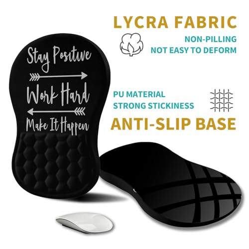 Hokafenle Ergonomic Mouse Pad Wrist Support, Wrist Rest Mousepad for Carpal Tunnel Pain Relief with Integrated Memory Foam Slope Massage Bulge (11.8x7.9 inch,Inspirational Quote - color: KM21-Inspirational Quote