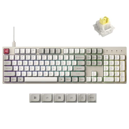 Keychron C2 Pro Wired Mechanical Keyboard with 8K Hz Polling Rate, Full Size Custom RGB Backlit Hot-Swappable, Non-Shine Through PBT Keycaps Compatible with Mac Windows Linux (Silent Banana Switch) - color: Silent Banana Switch