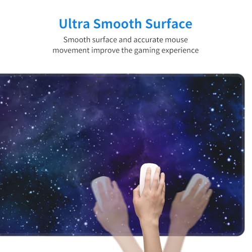 Purple Galaxy Nubula Large Gaming Mouse Pad Desk Mat, Extended Keyboard Mouse Pad Mousepad with Non-Slip Base and Stitched Edge Mouse Mat Desk Pad Mouse Pads for Desk Home Office, 31.5 x 11.8 - color: Purple Galaxy 03