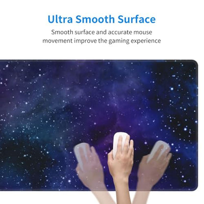 Purple Galaxy Nubula Large Gaming Mouse Pad Desk Mat, Extended Keyboard Mouse Pad Mousepad with Non-Slip Base and Stitched Edge Mouse Mat Desk Pad Mouse Pads for Desk Home Office, 31.5 x 11.8 - color: Purple Galaxy 03