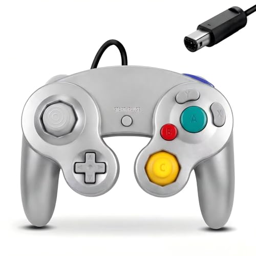 FIOTOK Gamecube Controller,Wired Controller for Wii & Gamecube (Sliver) - color: Sliver