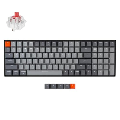 Keychron K4 96% Layout 100 Keys Wireless Bluetooth 5.1/Wired USB Mechanical Gaming Keyboard with Keychron Super Red Switch White LED Backlight N-Key Rollover for Mac Windows PC-Version 2 - color: Keychron Super Red Switch, size: Version 2