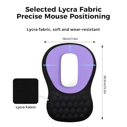 EooCoo Massage Ergonomic Mouse Pad with Dual-Slope Design Wrist Rest | Carpal Tunnel Relief, Memory Foam Wrist Rest, Non-Slip PU Base, Office Desk Accessories - color: Purple