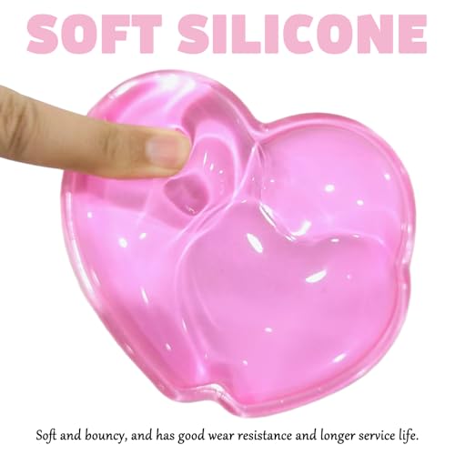 Gel Wrist Rest for Keyboard and Mouse Transparent Pink Heart Elbow Pad Cushion Ergonomic Cute Clear Cool Mouse Wrist Pad Silicone Non-Slip Support for Computer Gaming Home Office Hand Pillow - color: Heart Pink