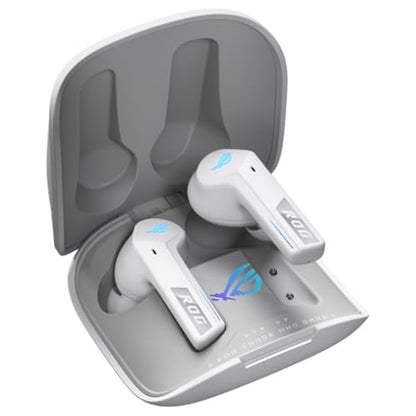ROG Cetra True Wireless SpeedNova Gaming Earbuds with 2.4GHz and Bluetooth, 24-bit 96kHz Audio, Adaptive ANC, Bone-Conduction AI Mics, 46-Hour Battery, RGB Lighting for PC and Console Gaming (White) - color: White