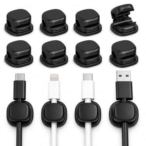 Magnetic Cable Organizer Pack: Cord Holder for Nightstand, Home Office Accessories, Cable Organizer Clips, Cord Clips for Wires on Wall, Magnetic Cord Keeper for Desk and USB Charger Cables