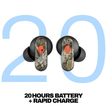 Skullcandy Dime 3 Wireless In-Ear Bluetooth Earbuds - Realtree APX | Noise Isolating Fit, 20 Hours Battery, Microphone for iPhone Android, Easy Carry with Integrated Lanyard, Travel Friendly - color: Realtree APX Black/Orange