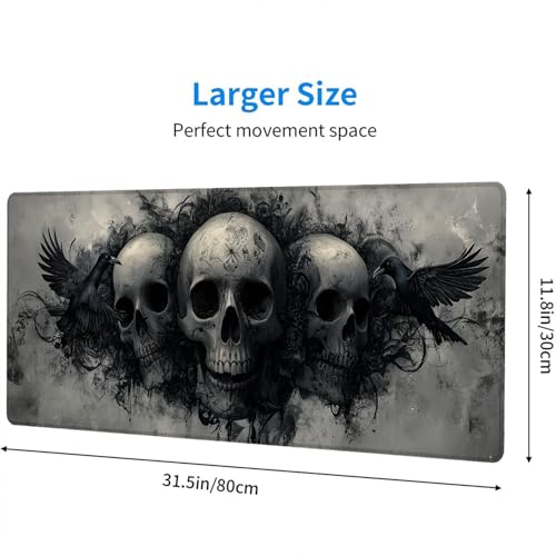 Ghost Skull Fog Desk Pad Mouse Pad Dark Skull Crow XL Mouse Pad Large Mousepad Extended Laptop Keyboard Mat Gaming Desk Pad Mouse Mat 31.5"x11.8" Office Computer Keyboard Laptop Home - color: Ghost Skull Fog_009, size: 11.8" x 31.5"
