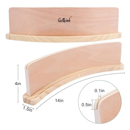 GOTHINK Set of 4 Curved Wooden Playing Card Holder for Kids Adults Cards Holders for Playing Cards 14x1.6x4 In Anti-Slip Card Tray for Bridge Canasta Strategy Card Game - Collection Card Display Stand - style: Upgrade Two Slot