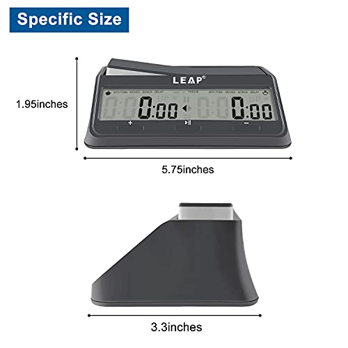 Chess Clock Digital Chess Timer Advanced for Board Game and Chess Timer with 9921 Updated Byo-yomi Bonus & Delay Count Down up Alarm Grey - color: 9921 Grey