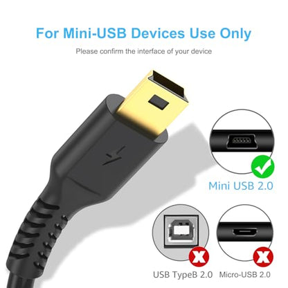 3ft Mini USB Cable, Standard USB 2.0 to Mini B Male Charger Cord Durable USB Mini to USB Charging Cable Compatible with PS3 Controller, MP3 Player, Camera, Dash Cam, Garmin GPS, Hero 3+(Black)