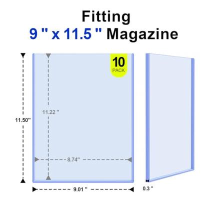 10ct 9“x11.5” Magazine Toploaders - Rigid Clear Protectors for Collectible | Protect Magazines from Scratches, Dust and Moisture, Rigid Clear Holders Keep Collectibles Flat & Clean, Storage and Display - size: 10ct 9" x 11.5" Magazine Toploader