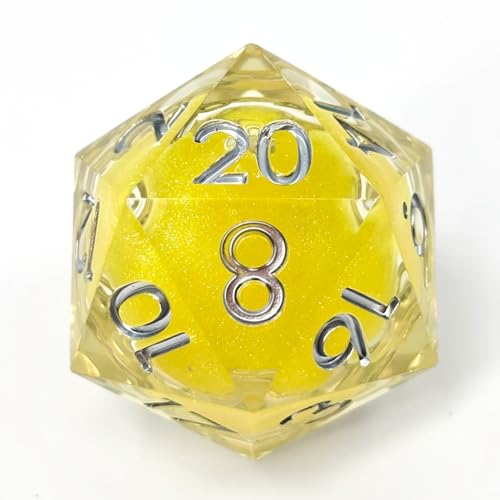 Sage's Portal Souls Liquid Core D20 33mm Chonky Sharp Edge Resin Die DND Dice for Dungeons and Dragons RPG Tabletop TTRPG (Radiant Souls - Sunburst Yellow) - color: Radiant Souls - Sunburst Yellow