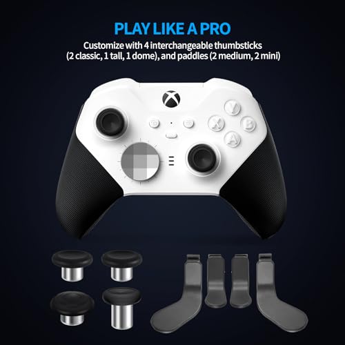 Complete Component Pack for Elite Controller Series 2 - Accessories Replacement Parts Repair Kit with Storage Case, Charging Dock and Charger Cable, 4 Thumbsticks, 4 Paddles, 1 D-Pad - color: Black