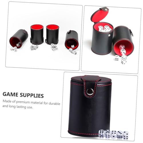Totority PU Leather Dice Cup with Double-Layer Lids Professional Dice Storage Container for Bar Party and Family Game Entertainment