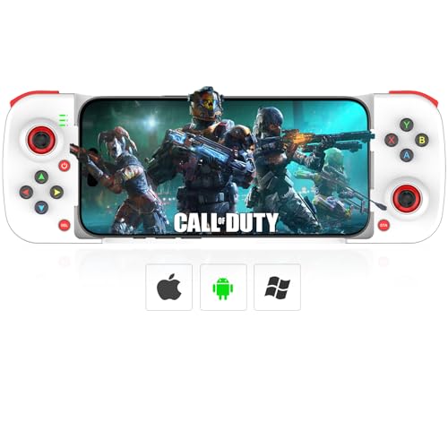 Megadream Mobile Game Controller Gamepad for iPhone iOS Android PC: Works with iPhone 16/15/14/13/12/11, iPad, Samsung Galaxy, TCL, Tablet, Call of Duty, Asphalt 8/9 - Directly Play (White) - color: White