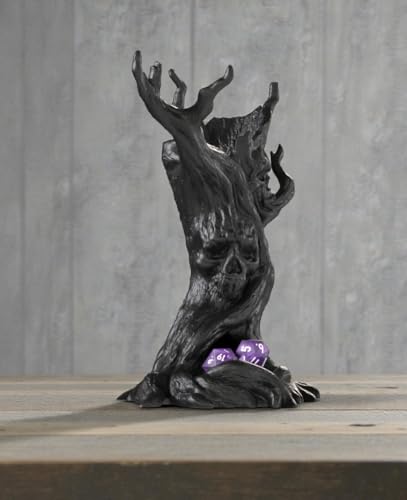 Darkwood Dice Tower for DND, Haunted Tree Skull Dice Tower with Tray, Dark Fantasy Dice Tower for Tabletop RPG Games, Dungeon Master Gift, Dungeons & Dragons Accessories (Obsidian Black)