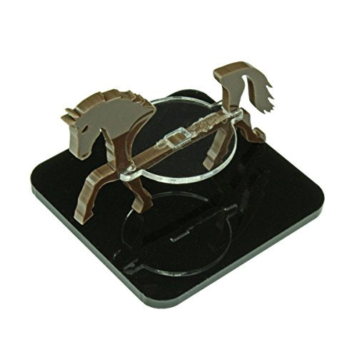 LITKO Horse Mount | Compatible with D&D & Pathfinder | 50mm Square | Brown | Turns a 30mm (1.25-inch) hero into a saddled rider | 2-inch footprint | Includes steed + clear acrylic base | Glue assembly - color: Brown, style: 2-Inch Square Base