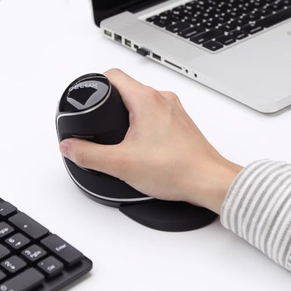 DELUX Ergonomic Vertical Mouse, Wireless Ergo Mouse for Large Hands, 2.4G Connection, Silent Clicks, Up to 1600 DPI,6 Buttons, Removable Wrist Rest, Compatible with Laptop/PC (M618Plus Wireless-Black) - color: 2.4G Wireless