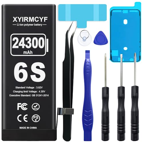 XYIRMCYF 24300mAh Super Capacity Battery Compatible with iPhone 6S, New 0 Cycle-Li-Polymer Replacement Battery for iPhone 6S, with Professional Repair Tool Kit - color: 6S-24300