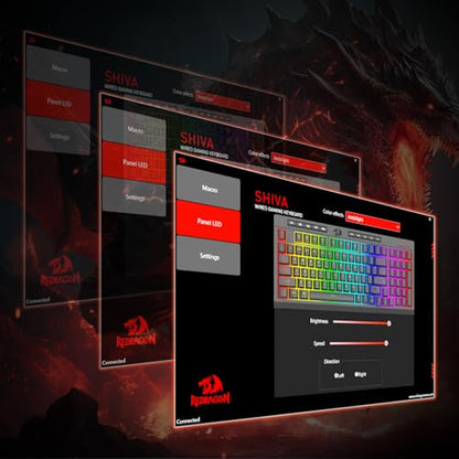 Redragon K515 Shiva Wired RGB Membrane Gaming Keyboard, 98 Keys Mechanical-Feel Keyboard w/Smooth Linear Switch, On-Board Macro & Dedicated Multimedia Keys, Detachable Wrist Rest, Software Supported - color: Black, size: 98 Keys