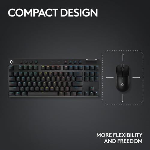 Logitech G PRO X TKL Lightspeed Wireless Gaming Keyboard (Linear) - Black | Lightspeed wireless, Ultra-Portable Tenkeyless Design, LIGHTSYNC RGB, PBT keycaps, Linear Switches - color: Black, size: TKL - Wireless, style: Linear