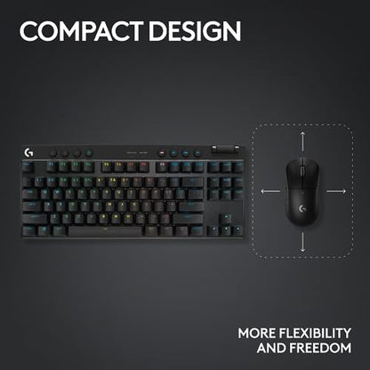 Logitech G PRO X TKL Lightspeed Wireless Gaming Keyboard (Linear) - Black | Lightspeed wireless, Ultra-Portable Tenkeyless Design, LIGHTSYNC RGB, PBT keycaps, Linear Switches - color: Black, size: TKL - Wireless, style: Linear