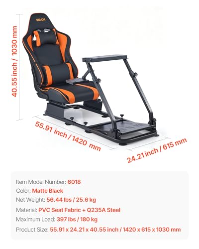 VEVOR Racing Wheel Stand, Heavy-Duty Simulator Cockpit Steering Stand with Dual-Rail Dual-Arm, Fit Logitech G25,G27,G29,G920,G923, Thrustmaster T300RS,TX F458,T500RS,T3PA-PRO (F1/GT) and CSR Pedals - size: Dual-Track Arm Cockpit