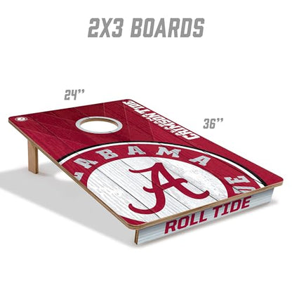 YouTheFan NCAA 2’ x 3’ Wood Cornhole Game with Logo Bags - color: Alabama Crimson Tide