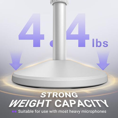 FIFINE BS2W Height-Adjustable Desktop Microphone Stand for Podcast | Tabletop Stand, Weighted Slope-base, 3/8'' to 5/8'' Screw Adapter, for Podcast Streaming Gaming - color: white