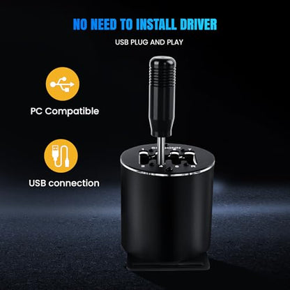 SIMSONN PC USB Simulator Shifter 7+R H Gear Shifter Compatible with Logitech G920 G27 G29 G25 T300RS/GT Steering Wheel, Design for ATS ETS Dust WRC Sim Racing Games (7+R)