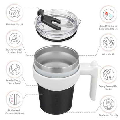 BJPKPK 10 oz Mini Tumbler with Lid, Straw & Handle, Insulated Steel Cup | Small, Spill Proof, Leak Proof, Thermal, Double Wall Vacuum, Sweatproof, Dishwasher Safe, BPA Free, Day & Night - color: Day & Night, size: 10 Ounces