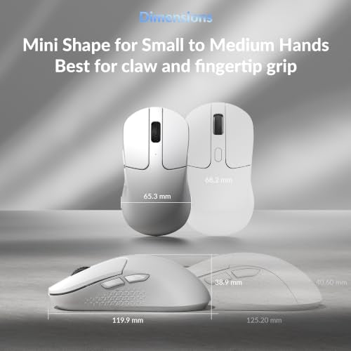 Keychron M3 Mini 8K Wireless Gaming Mouse, 55g Lightweight, PixArt 3950 Sensor, 30K DPI, Bluetooth 5.3/2.4GHz/Wired, Programmable, 140H Battery, for Mac/Windows/Linux - White - color: White