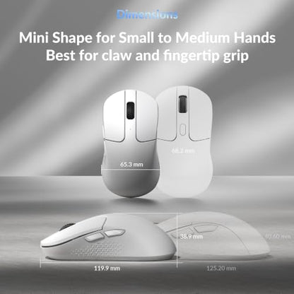 Keychron M3 Mini 8K Wireless Gaming Mouse, 55g Lightweight, PixArt 3950 Sensor, 30K DPI, Bluetooth 5.3/2.4GHz/Wired, Programmable, 140H Battery, for Mac/Windows/Linux - White - color: White