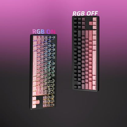 133 Aesthetic Topographic PBT Keycaps, No Tearing, Never Fade & Non-Slip, Modern RGB Backlit Black-to-Pink Gradient Keycaps for Mechanical Keyboard - Ergonomic (Doubleshot, Fit All for MX Layout) - color: Black Pink Gradient