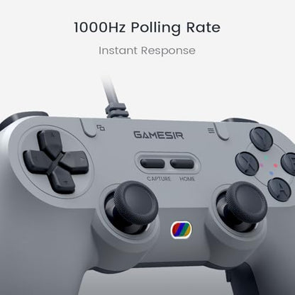 GameSir Tegenaria Lite Wired Controller for PC, 1000Hz Polling Rate, Hall Effect Joysticks and 2 Remappable Buttons, Dual Vibration, Turbo, PC Gaming Controller for Steam/Android/iOS/Switch(White) - color: White