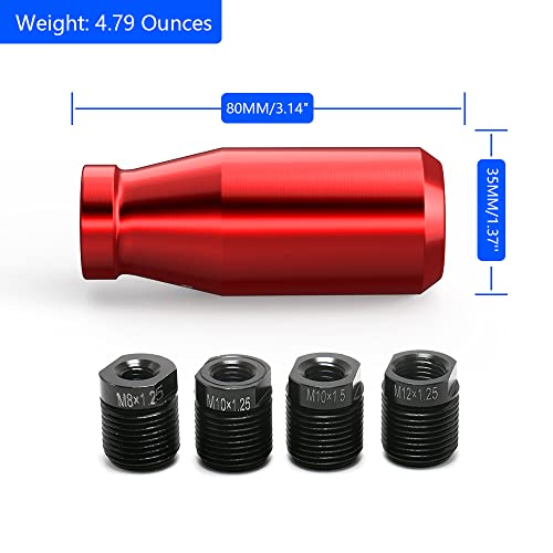 Red Weighted Manual Automatic Gear Shifter Shift Knobs Lever with 4 Metal Adapters Fit Compatible with Manual Cars Most Automatic Cars - color: AA-R-04-02