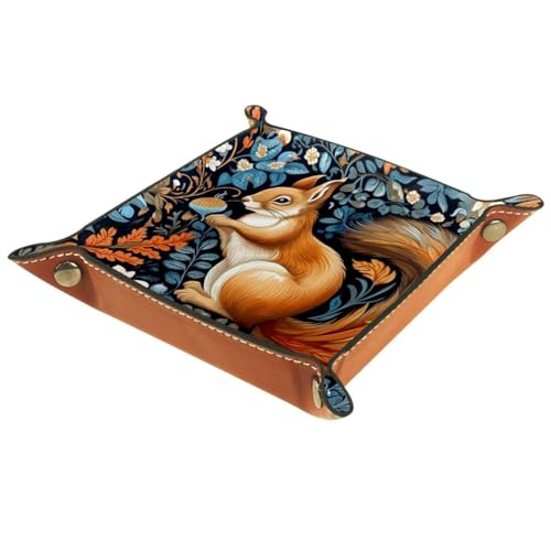 Double Sided Dice Tray, PU Leather Dice Holder Portable Folding Dice Rolling Tray for use as DND Dice Tray D&D Dice Tray or Dice Games, Floral Squirrel Vintage - color: Multi 10