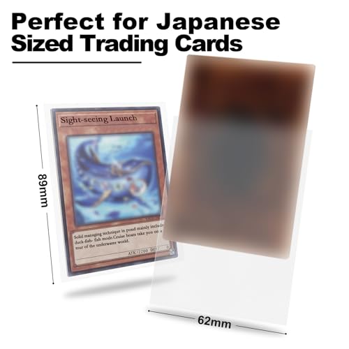 Clear Card Sleeve 200 Pack Compatible with Yu-gi-oh Card Sleeve Japanese Small Card Sleeves Photocard Sleeves 62x89mm, Back Textured Perfect Shuffling, Protect Your Japanese Sized Never Tear - color: Clear
