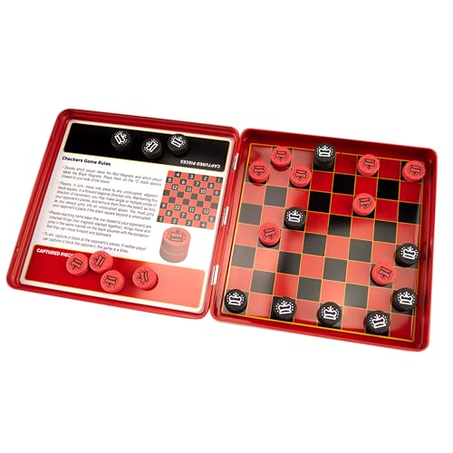 PlayMonster Take 'N Play Anywhere — Checkers — Magnetic Travel Game — Fun on The Go! — for Ages 4+ - style: Checkers